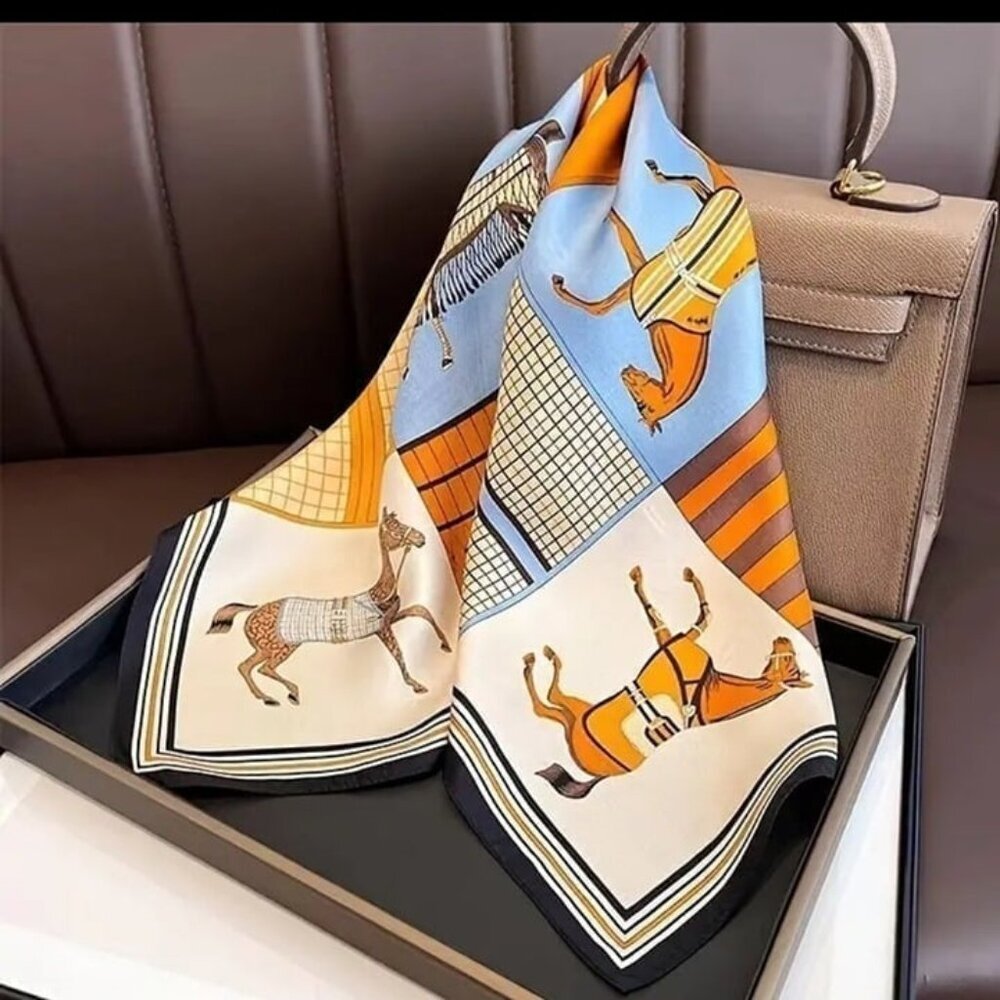 Horse design scarf - 28” square - new in package